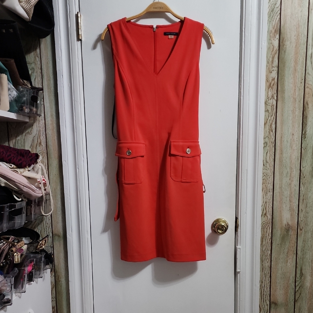 Tommy Hilfiger Vibrant Orange Asymmetrical Dress